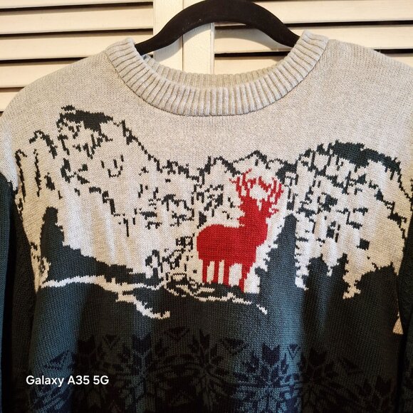 Dockers Mens XXL Sweater With Reindeer Design In 100% Cotton CozyCore  Cabincore - Picture 2 of 6